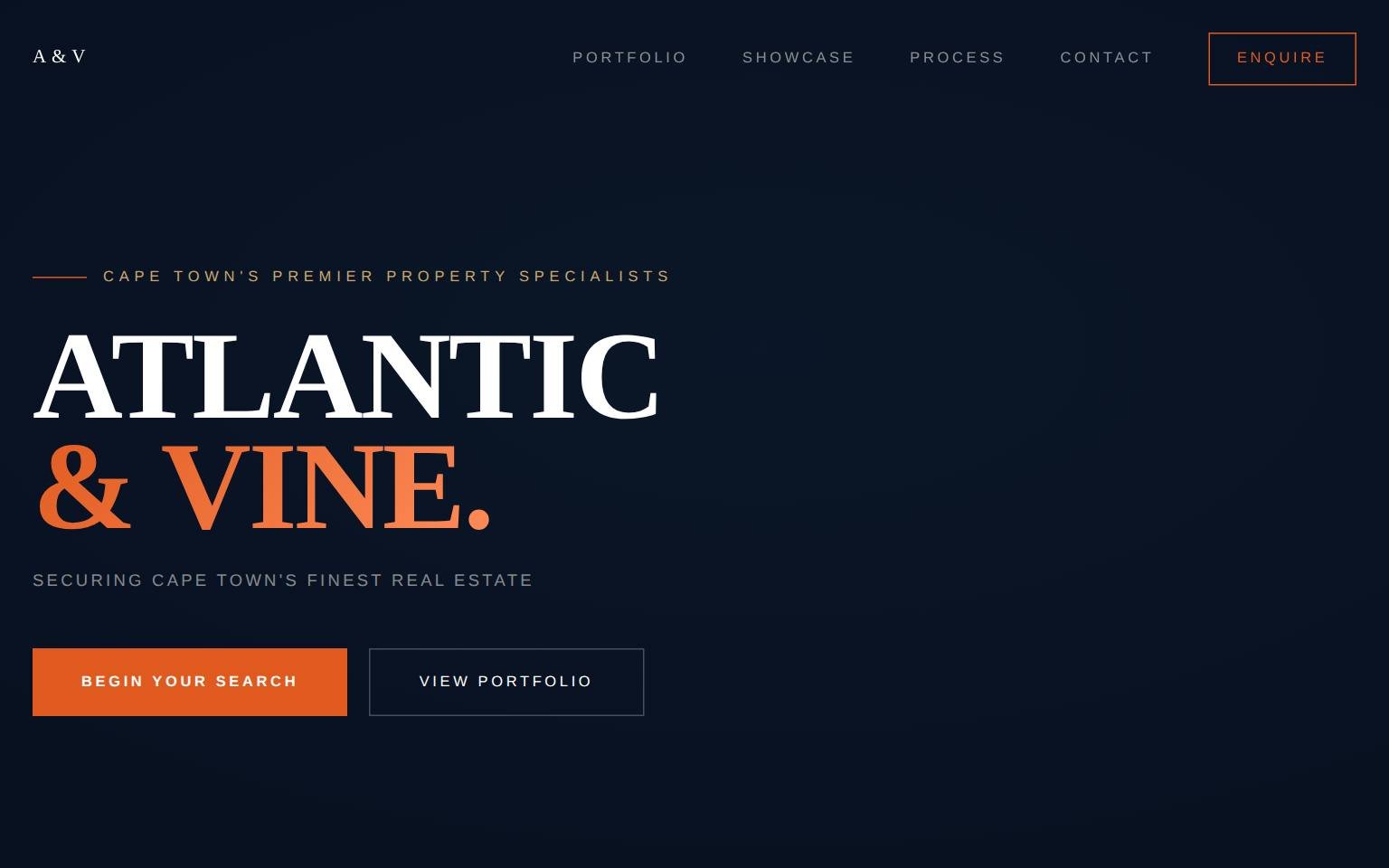 Atlantic & Vine website &mdash; Cape Town property specialists